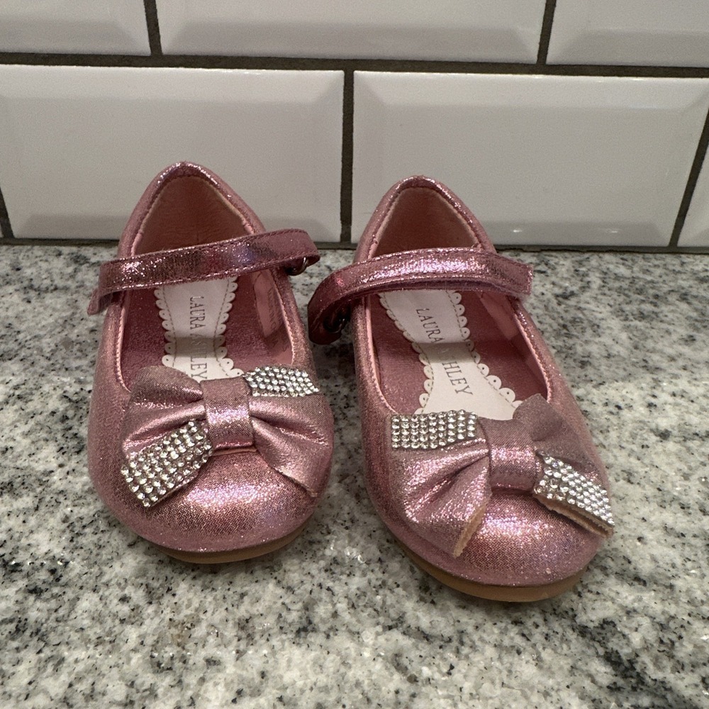 Laura Ashley Toddler Girls Shimmer‎ Pink Dress Shoes 5 New Rhinestones Starlet